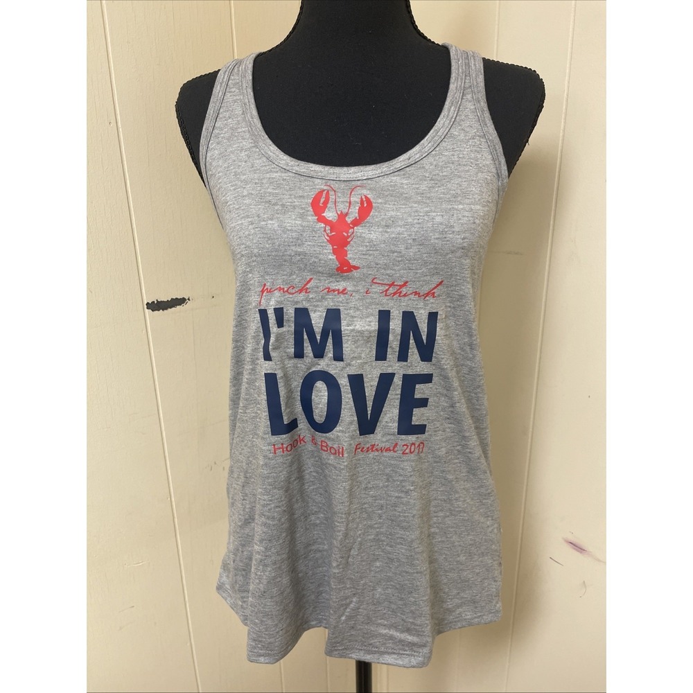 Womens Heathered Gray‎ Razor Back Festival Shirt Crawfish 2017 "pinch Me"